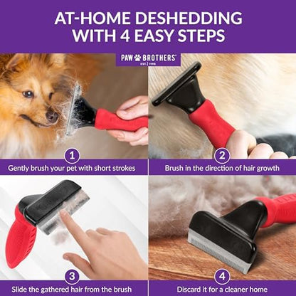 RYAN'S PET SUPPLIES Deshedding Tool, Red, Medium, Professional Dog Grooming Brush for Shedding, Pet Hair Remover, Fur Removal Brush for Medium and Long Pet Hair