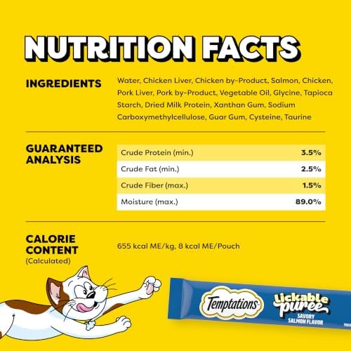 Temptations Creamy Puree Lickable Cat Treats, Salmon, 24 Count