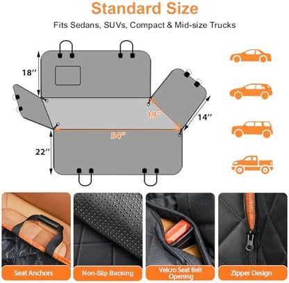 URPOWER Dog Car Seat Cover for Back Seat, Waterproof Hammock for Car & SUV