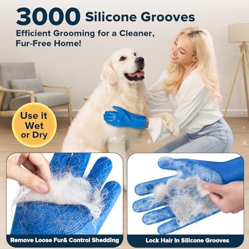 6PCS Grooming & Bath Supplies for Dogs, Cats | Dog Washing Gloves | Dog Bath Brush | Dog Shower Brush | Pet Grooming Gloves | Dog Grooming kit | Pet Supplies for Showerhead & Sprayer (Navy Blue)