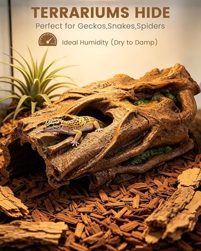 REPTITRIP Resin Tree Bark Reptile Hide Cave for Snakes, Geckos & Lizards