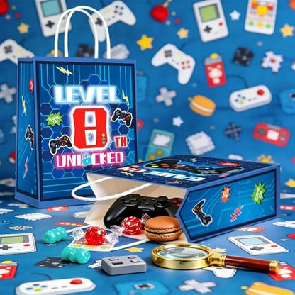 Greencian 16Pcs 8th Video Game Birthday Party Favor Bags Blue Goodie Bags
