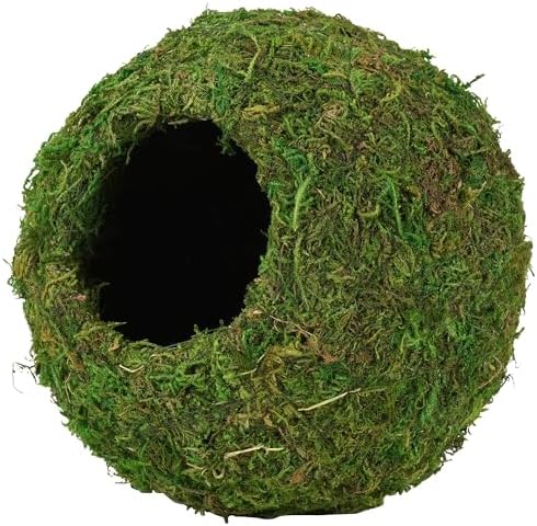 USMOLA Mossy Caves, Artificial Green Moss Caves Hide for Pet Reptile Frogs and Snakes, Terrarium & Vivarium Decor, Crested Gecko Tank Decor (4" - Woodland Green)