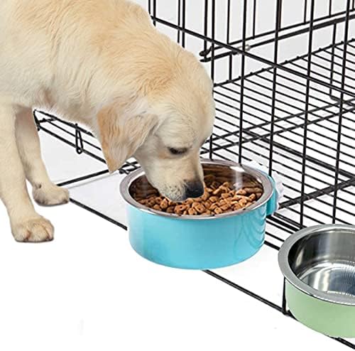 Tfwadmx Crate Dog Bowl Cat Removable Stainless Steel Food and Water Feeder Hanging Cage Bowls Coop Cup with Cleaning Set for Pet Puppy Bird Rat Guinea Pig Ferret Bunny Rabbit 2Pcs