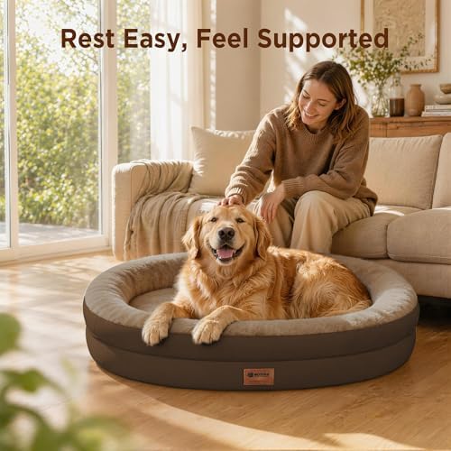 Waterproof Orthopedic Dog Bed for Large Dogs, Coffee