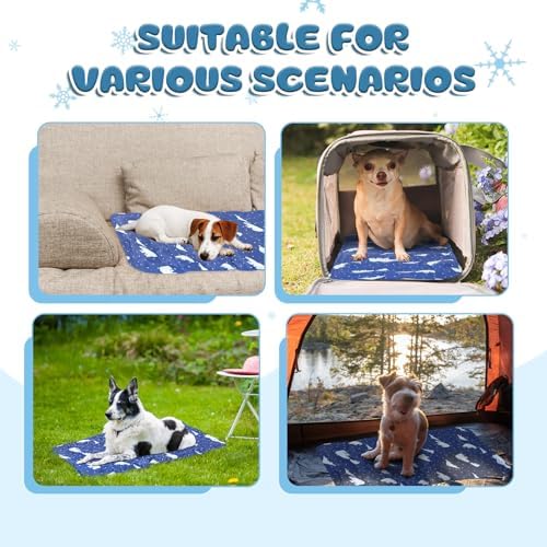 Nuanchu Pet Cooling Mat, Royal Blue Bear, 11.81 x 19.69 Inches, 1 Pcs