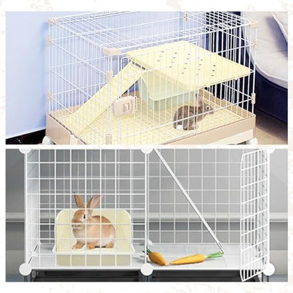 12Pcs Rabbit Litter Box for Cage, Bunny Potty Trainer Corner Guinea Pig Plastic Square Grate Toilet Pet Bedding Litter Box for Small Animal Ferret Hamster Hedgehog (White)