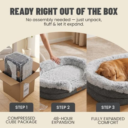 Miorun Fluffy Orthopedic Dog Beds Large Sized Dog, 40" Bolster Sofa Bed
