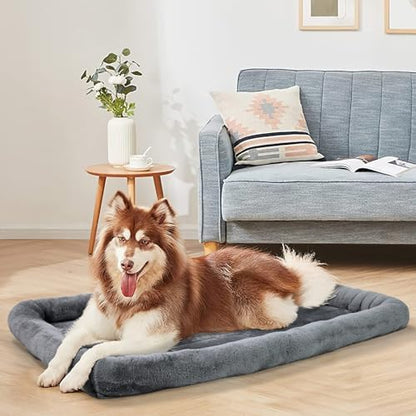 Patas Lague Small Dog Bed Bolster Pet Crate Mat 24''x18'' Dark Grey
