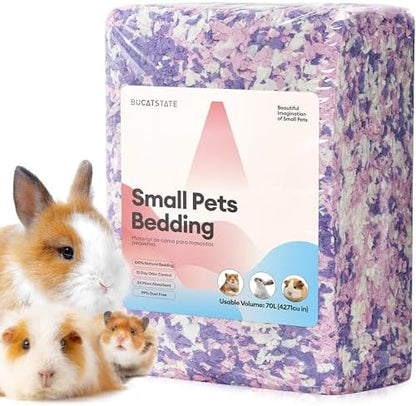 BUCATSTATE Hamster Bedding 70L, 99% Dust-Free Paper Bedding, Lavender