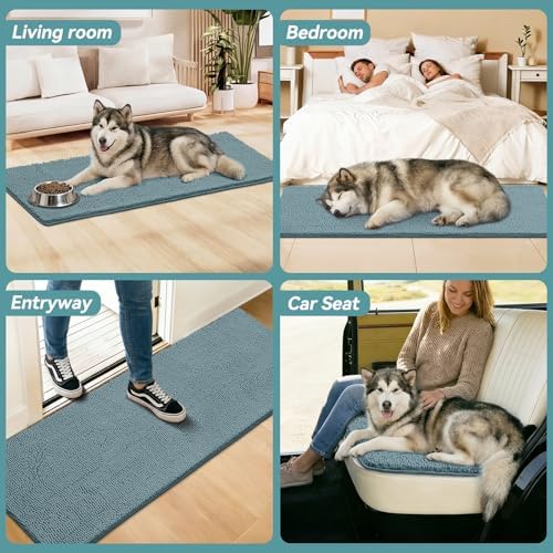 Bcoimo Super Absorbent Dog Door Mat, 60"*24" Anti Slip Mat for Muddy Paws