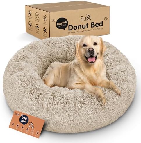 Calming Donut Dog Bed for Small Dogs, Round Dog Bed for Medium & Large Dogs