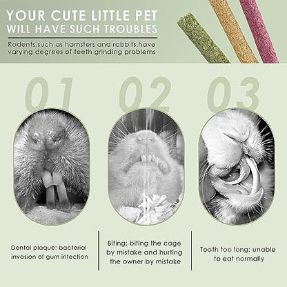 ERKOON Timothy Hay Sticks,Rabbit Chew Toys for Teeth Natural Molar Sticks Rabbits Treats for Bunnies, Chinchilla Guinea Pigs, Gerbil, Hamster (75 Pcs)