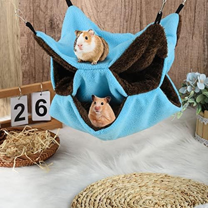 3 Tier Ferret Rat Hammock, Guinea Pig Cage Accessories, Cute Blue