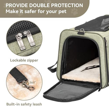 Petsfit 19"X12" X12" Expandable Pet Carrier, Square Expansion Reduces Pet Anxiety, Escape-Proof Self-Locking Zippers, 3 Easy-Access Entrances, for Cats & Small Dogs up to 18 lbs