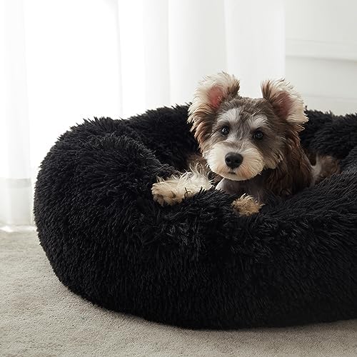 Western Home Calming Donut Small Dog Cat Bed Washable Puppy Bed,24" Black