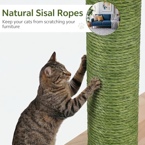 Wood Cat Tower for Self-Cleaning Litter Box, with Faux Plant, 58In