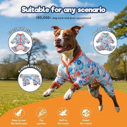 LovinPet Pajamas Outfit, Coral Trees and Shells Print, Blue, XXL