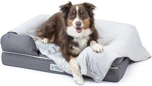 PetFusion Premium Cat and Dog Cooling Blanket. Lightweight Pet Blanket | Machine Washable | Multiple Sizes: for Pets Small to Extra-Large | Multiple Colors: Grey and Brown