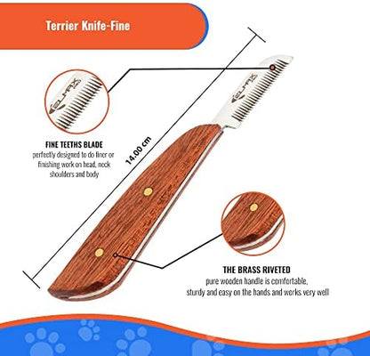 Professional Stripping Knife for Dogs (Pack of 6), Best for Removing Unwanted Undercoat, Blades are Made of Stainless Steel with Wooden Handle Grip (Right-Handed, Rosewood)