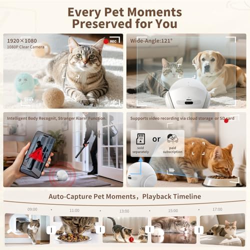 1080P Moving Pet Robot Camera, Smart Home Security Robot with Auto Tracking, Night Vision, 2-Way Audio, Auto-Recharge, Motion Alerts, App Control for Pet, Baby & Elderly Care, White