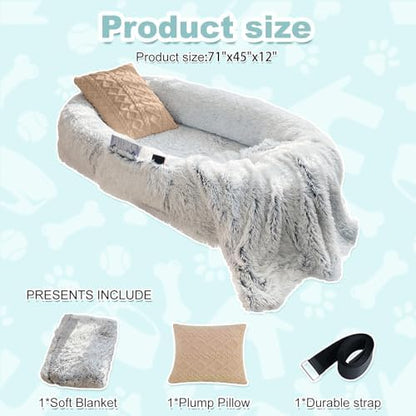 YAEM Human Dog Bed, 71"x45"x12" Calming Human Size Pet Bed for Adult, Grey