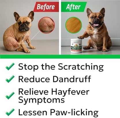 Dog Allergy Relief Chews - Skin Health & Anti-Itch Supplement with Omega-3