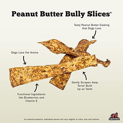 Redbarn Bully Slices for Dogs, Highly Palatable, Long-Lasting Natural Dental Treats with Functional Ingredients, 9 oz. (Pack of 3) - Peanut Butter