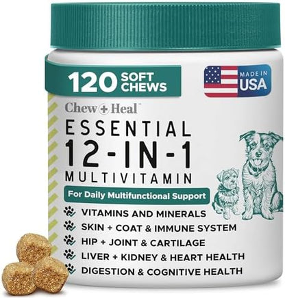 12-in-1 Dog Vitamin and Supplement Chews, 120 Ct - Senior and Puppy Vitamin
