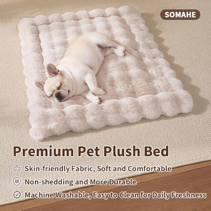 SOMAHE Plush Pet Bed Mat, Machine Washable, Medium 27x20 Milky White