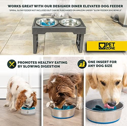 Pet Zone Designer Diner Elevated Stainless Steel Dog Bowls Set, 3 Heights