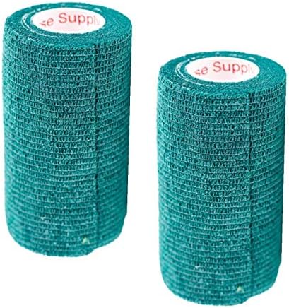 2 Pack Premium Vet Wrap - Self Adhesive Bandage Wrap & Athletic Tape - 4" x 5 Yards Elastic & Self-Sticking Cohesive Bandage for Pets, Sports, Wrists & Ankles - Hunter Green by Prairie Horse Supply