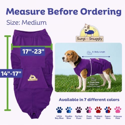 Surgi Snuggly Dog Surgery Recovery Suit, Cone Alternative, Spay/Neuter M