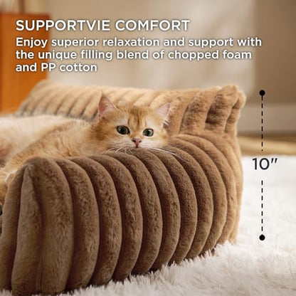 Bedsure ComfyFleece™ Shown on TV Fluffy Cat Couch for Pets,24in Camel Brown