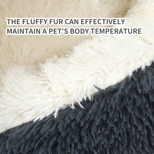Hooded Donut Dog Bed, Self-Warming Cat Cave for Puppies & Kittens