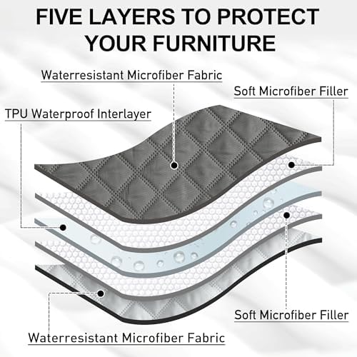 NICETOWN Sofa Slipcover Reversible Sofa Cover Water Resistant Couch Cover Furniture Protector for Pets Kids Children Dog Cat, Reusable Changing Pad, 1 PC, 82 x 82, Dark Grey/Light Grey