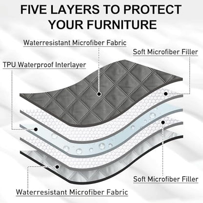 NICETOWN Sofa Slipcover Reversible Sofa Cover Water Resistant Couch Cover Furniture Protector for Pets Kids Children Dog Cat, Reusable Changing Pad, 1 PC, 82 x 82, Dark Grey/Light Grey