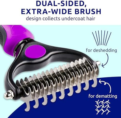 Pat Your Pet Deshedding Brush & Metal Comb Grooming Combo for Cats & Dogs