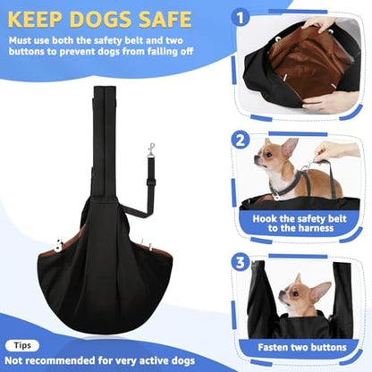 SlowTon Dog Carrier Sling - Thick Padded Shoulder Strap Adjustable, Black L