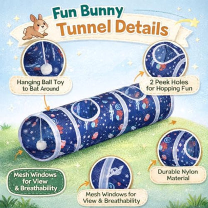 Mechpia Rabbit Toys, Large Bunny Hideout Tunnel and Tube for Rabbit Guinea Pig Chinchilla Ferret Rat