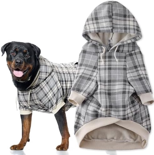 Pet Passion Rocky II Dog Hoodie, Gray Chesterfield Plaid, XXX-Small