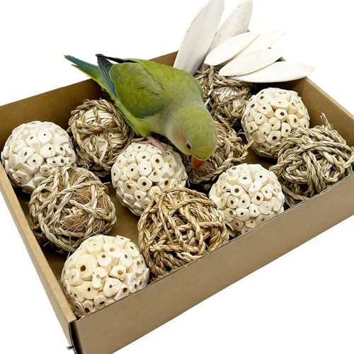 18PCS Bird Toys Sola Balls Natural Chew Grass Parrot Toys