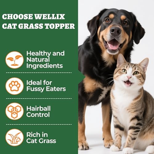 Wellix Freeze Dried Cat Grass Topper for Cats & Dogs, 7.05oz