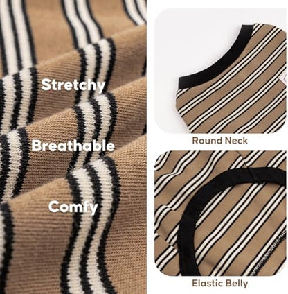 KYEESE Striped Dog Pajamas for Small Medium Dog Stretchy Onesie Daily Wear