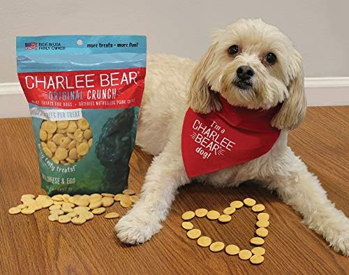 Charlee Bear Original Crunch Dog Treats, Cheese and Egg, 16 Ounce Resealable Bag, Low Calorie Training Treats for Dogs, Limited Ingredient, Healthy, Crunchy Dog Snacks, Made in USA (Pack of 2)