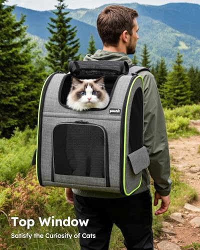 pecute Cat Backpack Expandable, Cat Carrier Backpack Breathable, Large