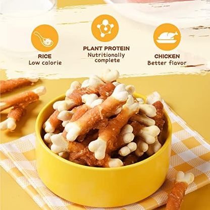 PAWUP Chicken Wrapped Puppy Chew Bones Dog Treats, 12.5 oz