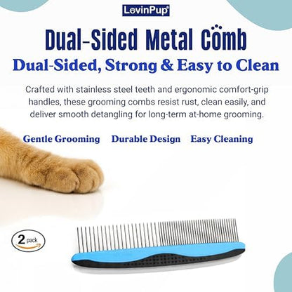 Pet Metal Comb for Dogs and Cats (2-Pack) – Detangling Comb