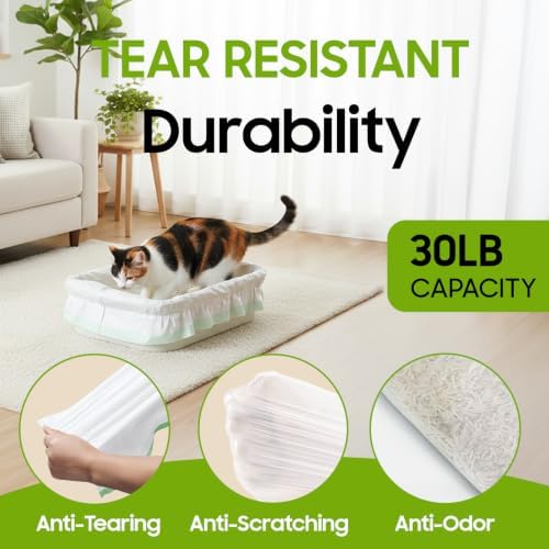 30 Pack Large Cat Litter Box Liners 37"x16", Heavy‑Duty Litter Bags