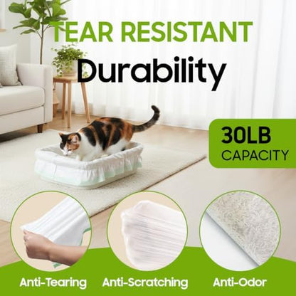 30 Pack Large Cat Litter Box Liners 37"x16", Heavy‑Duty Litter Bags
